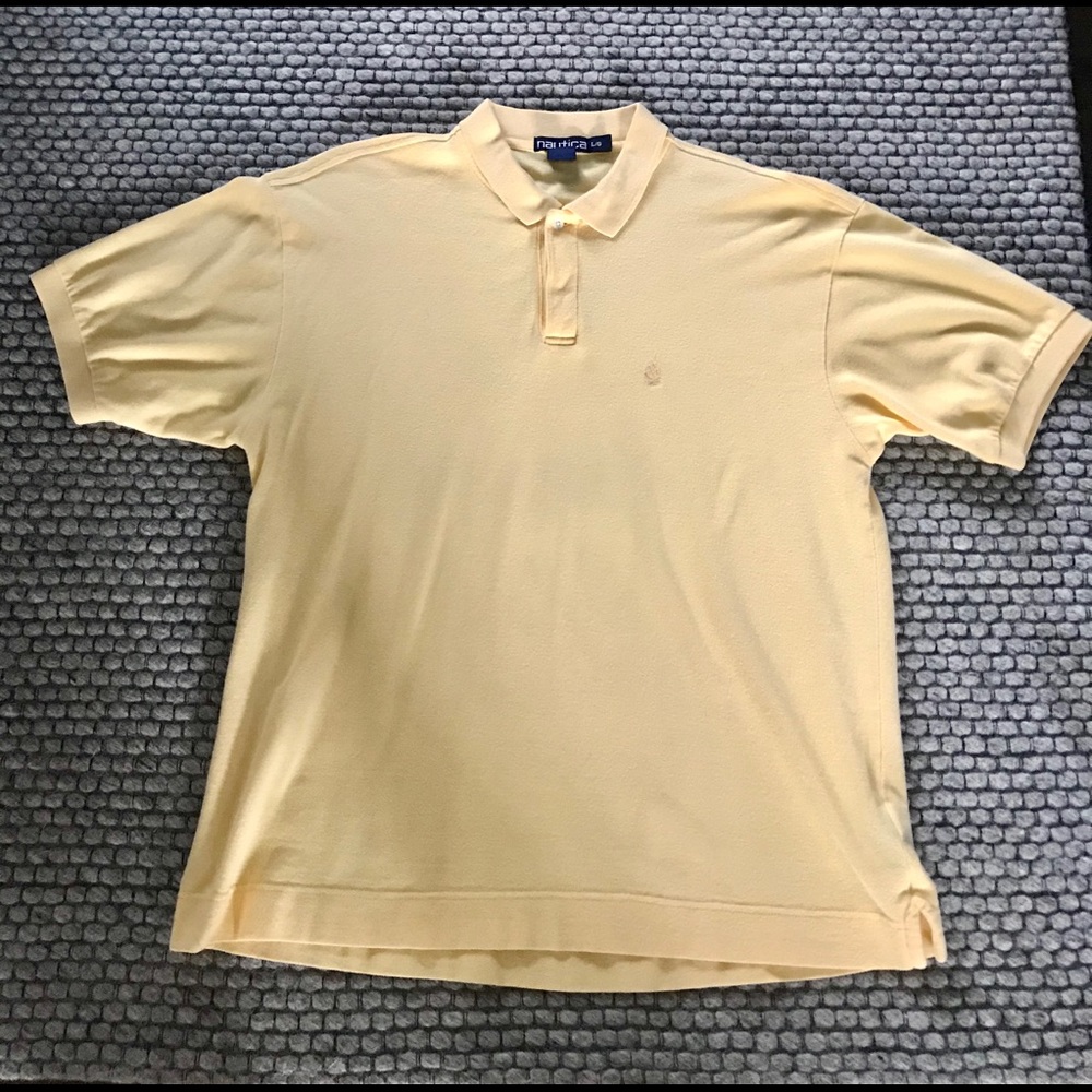 Vintage Nautica Yellow Polo, Large Made In Canada
